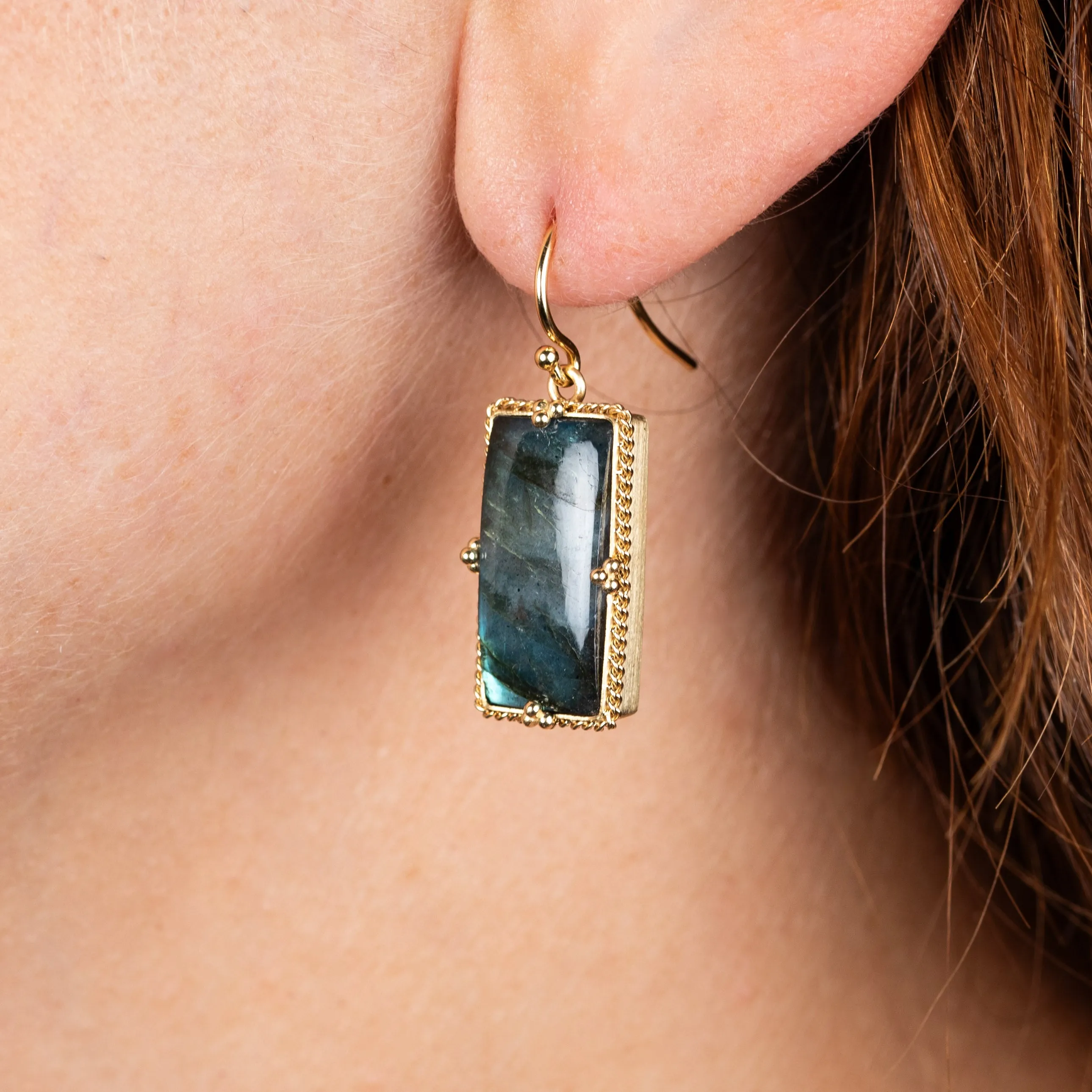 Rectangular Labradorite Earrings