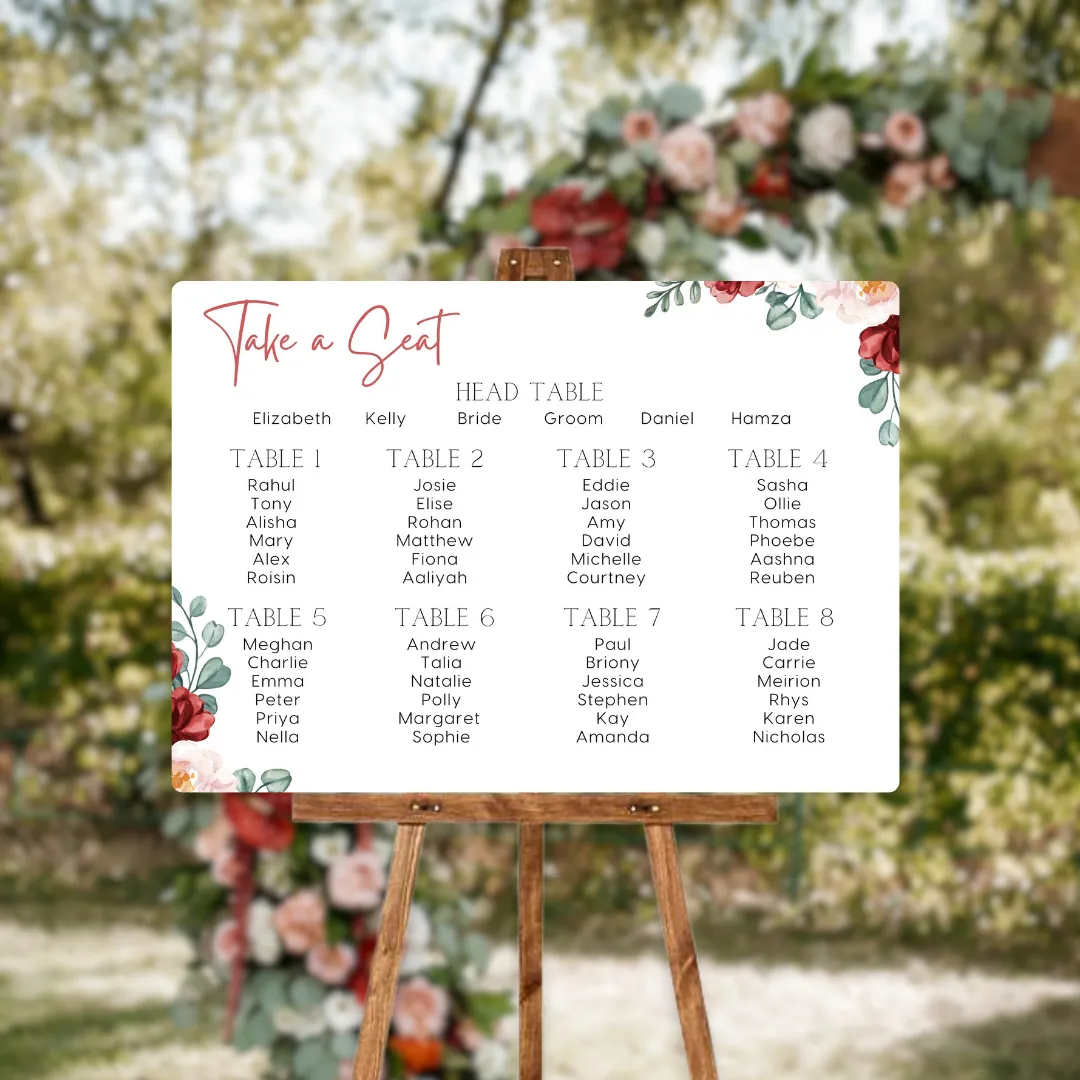 Red & Cream Floral Take A Seat Sign