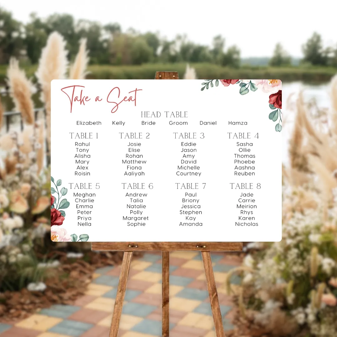 Red & Cream Floral Take A Seat Sign