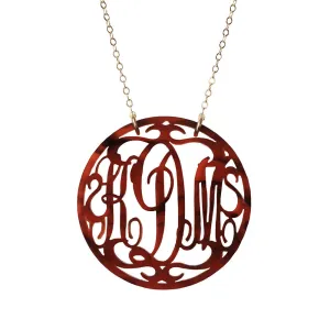 Rimmed Script Monogram Necklace (WS)