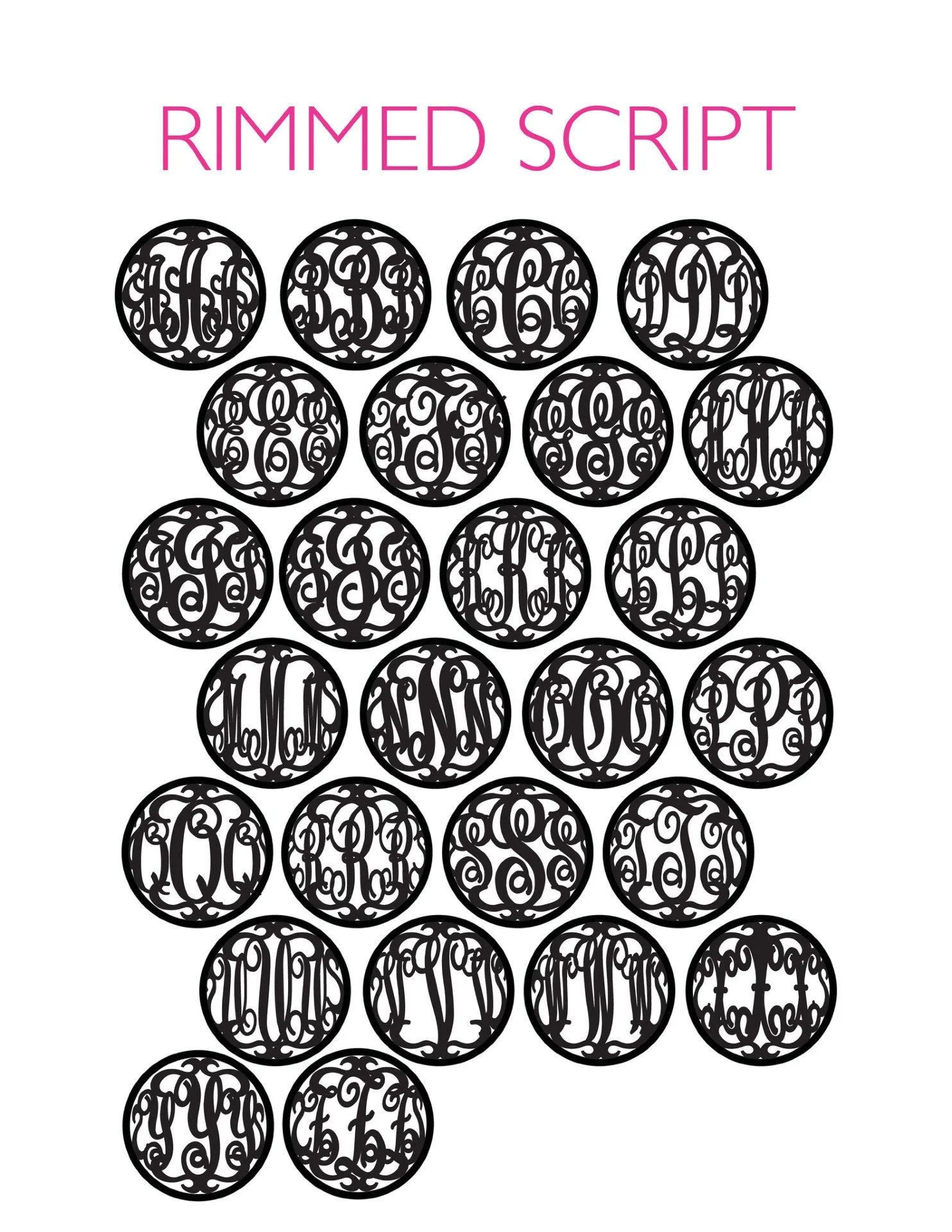 Rimmed Script Monogram Necklace (WS)