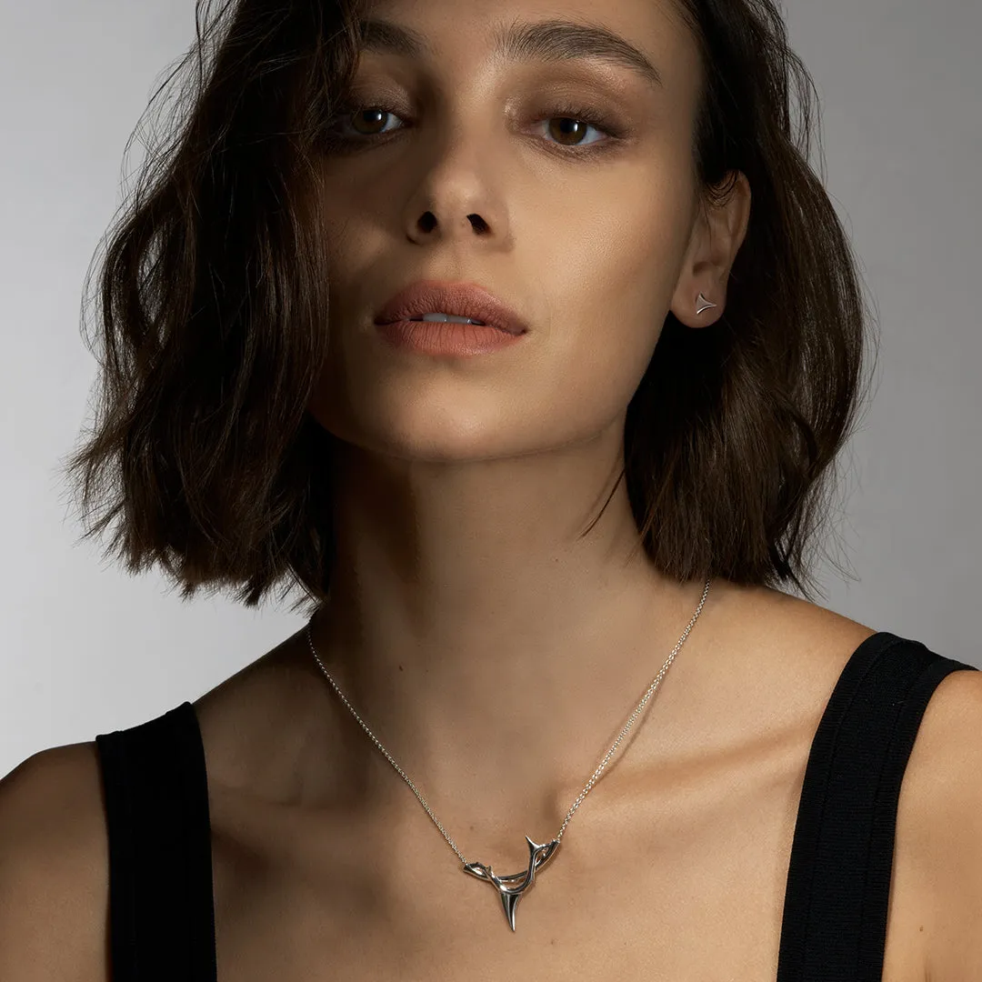 Rose Thorn Single Bar Earring - Silver