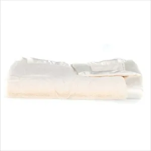 Saranoni Lush with Satin Border Blanket in Ivory and Ivory