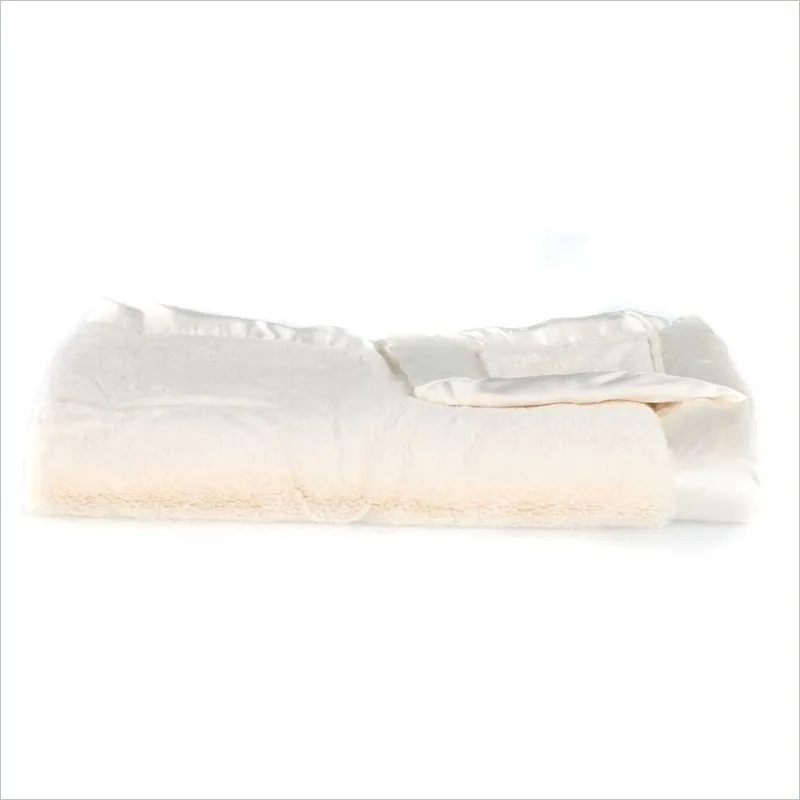 Saranoni Lush with Satin Border Blanket in Ivory and Ivory
