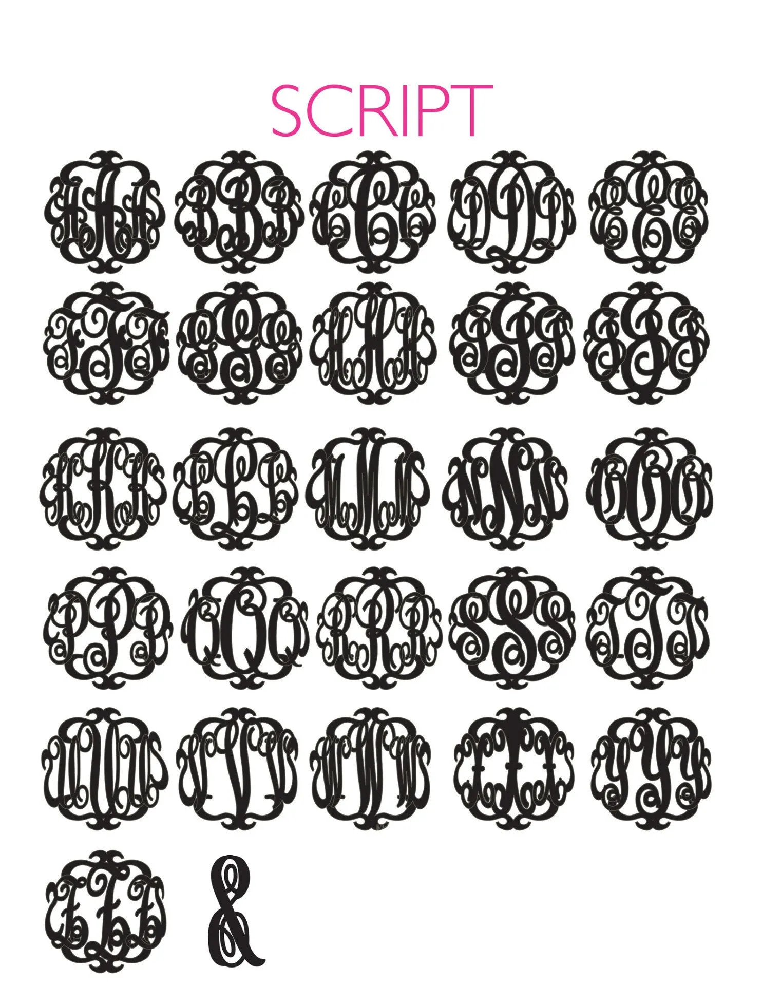 Script Monogram Necklace on Greenwich Chain (WS)