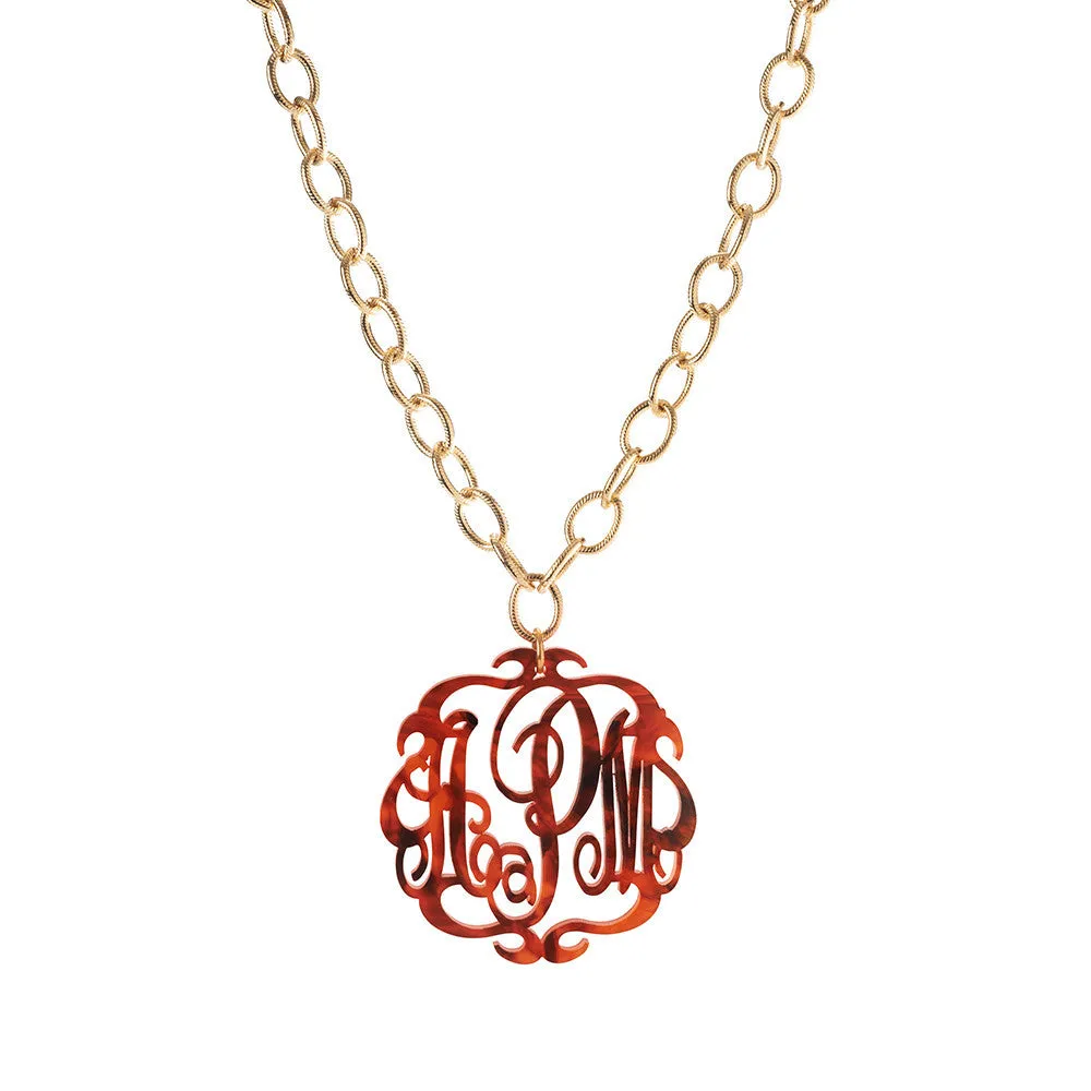 Script Monogram Necklace on Greenwich Chain (WS)
