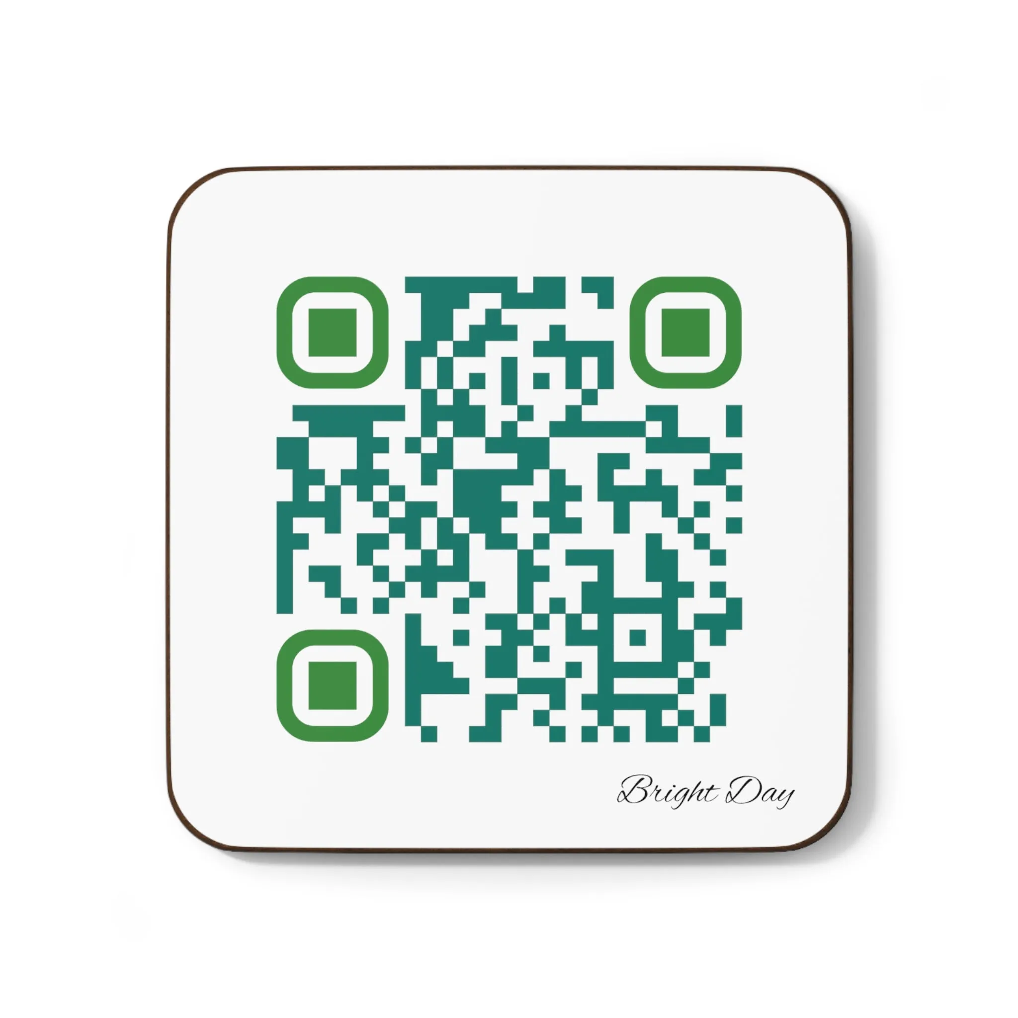 Single QR Code Hardboard Back 1 piece Coaster - Brighten Someone's Day Today