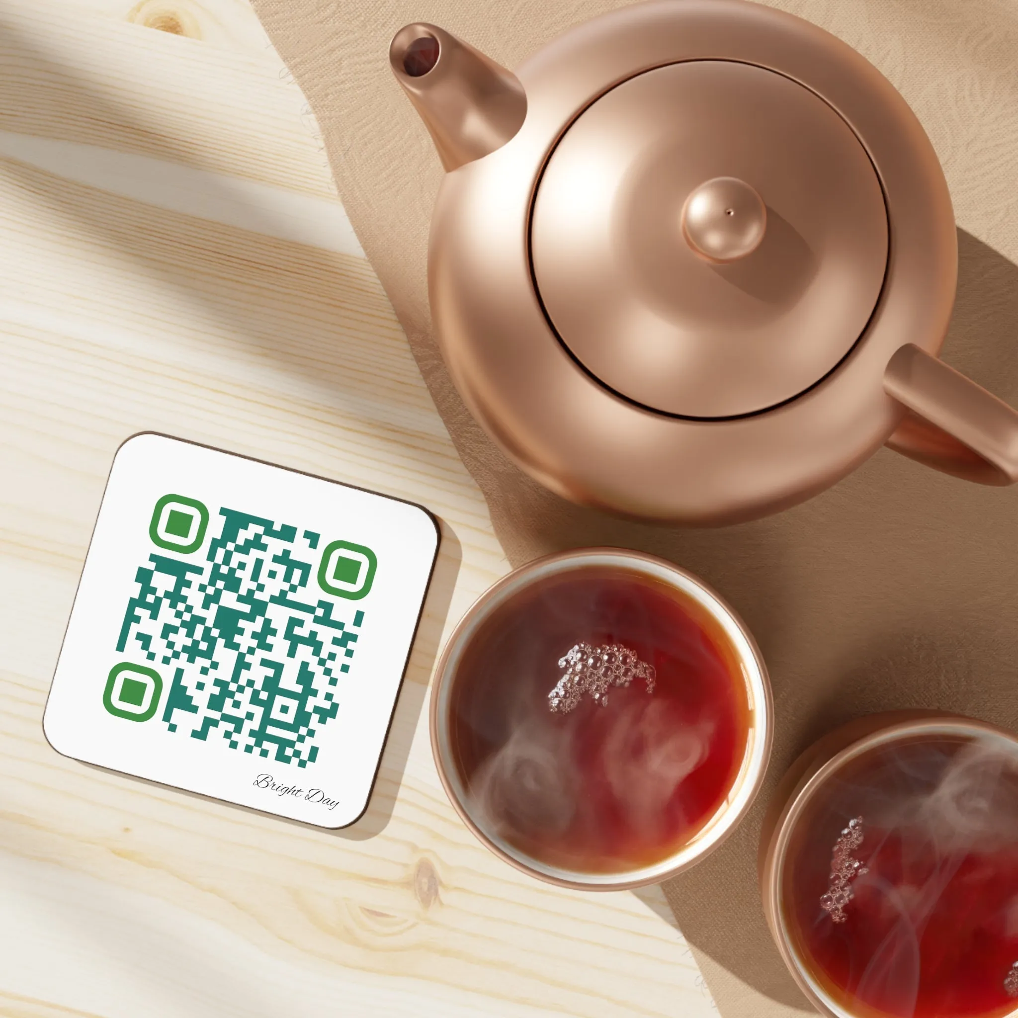 Single QR Code Hardboard Back 1 piece Coaster - Brighten Someone's Day Today