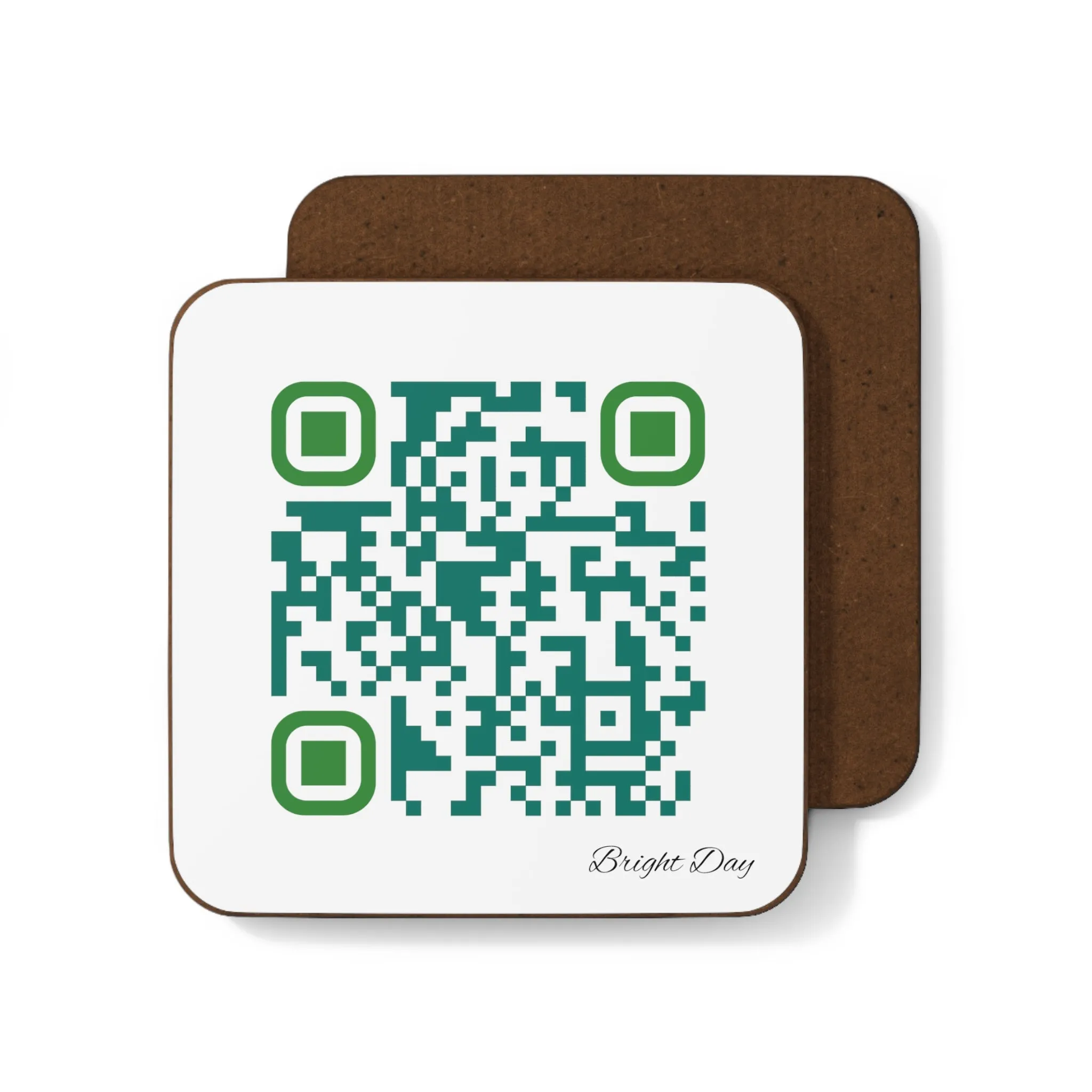 Single QR Code Hardboard Back 1 piece Coaster - Brighten Someone's Day Today