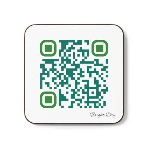 Single QR Code Hardboard Back 1 piece Coaster - Brighten Someone's Day Today