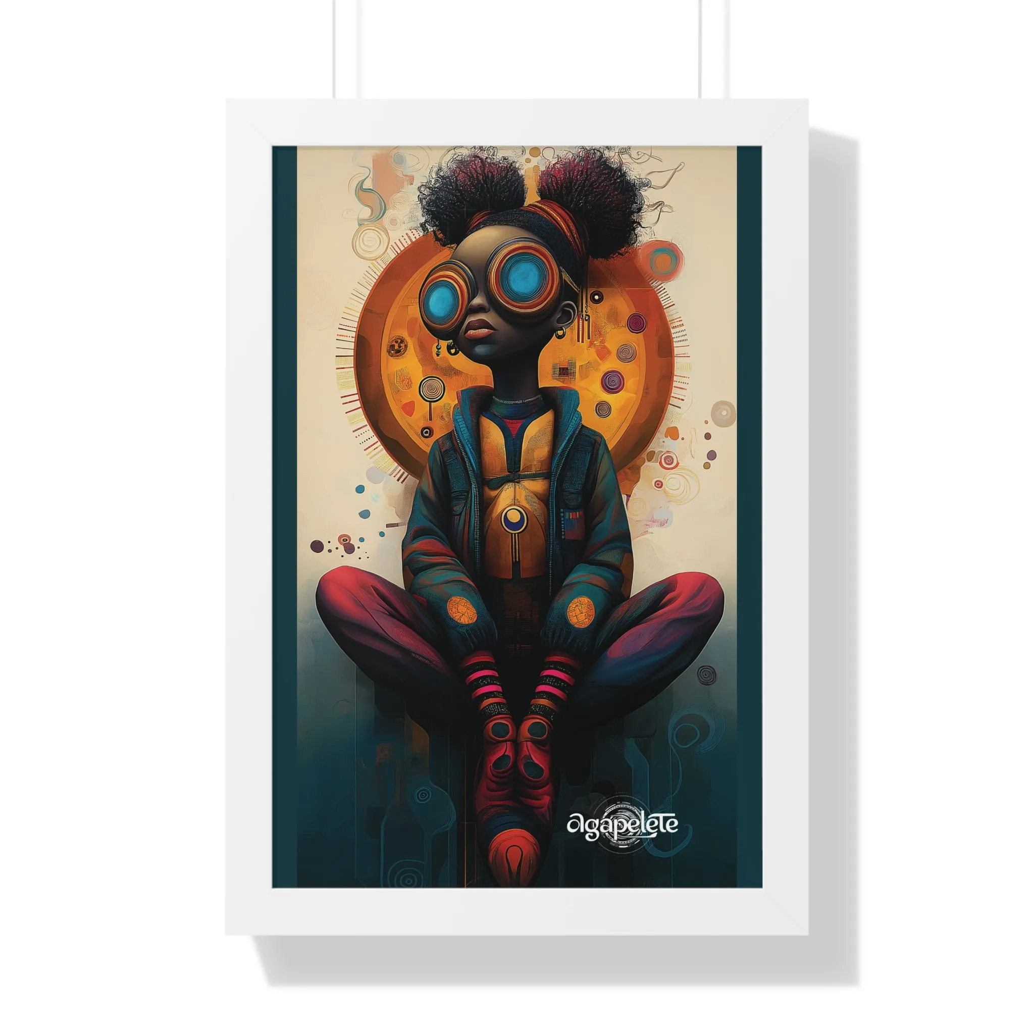 Solar Nexus Framed Vertical Poster, Young Visionary Art Print for Home Decor, Solar Inspired Wall Art, Futuristic Poster, Contemporary