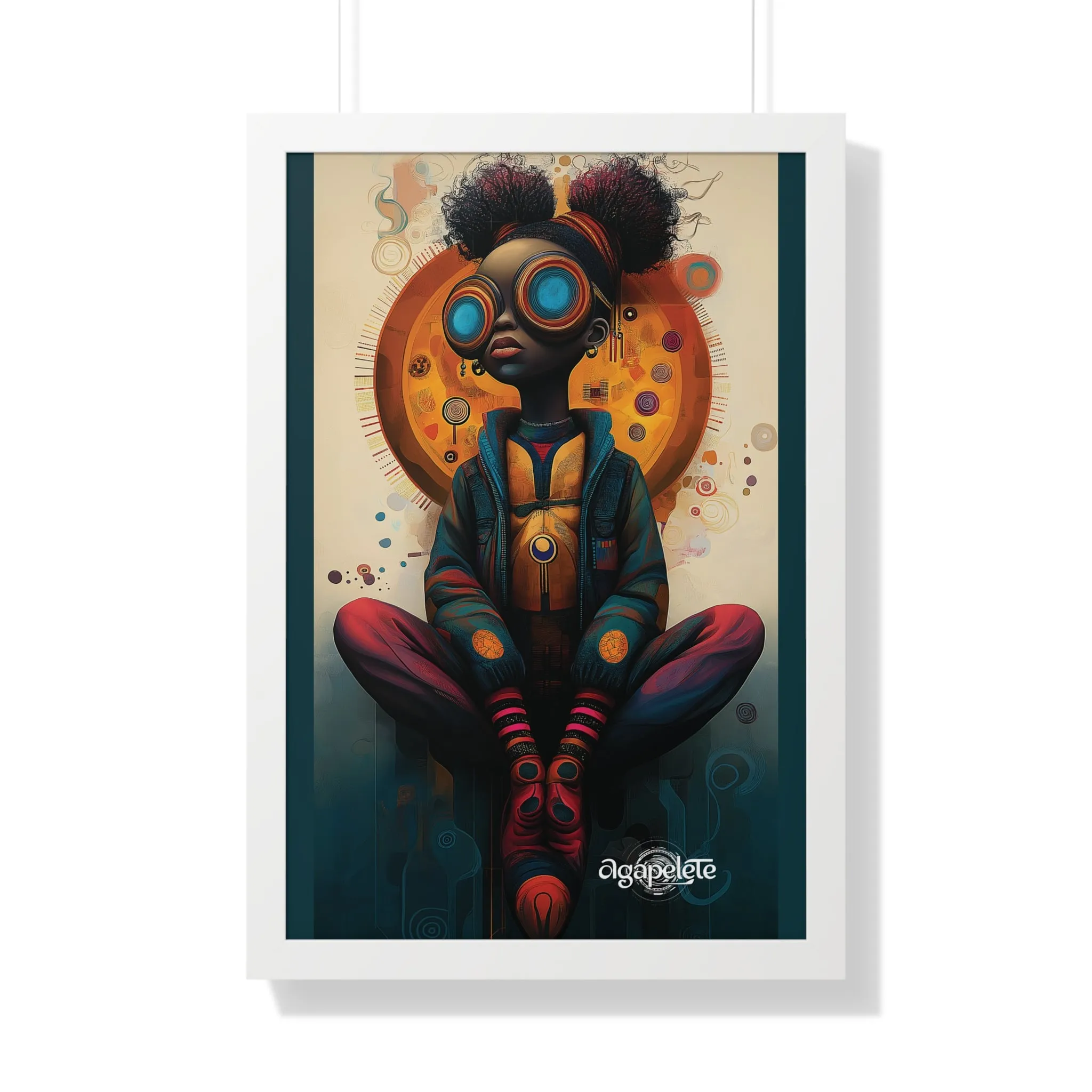 Solar Nexus Framed Vertical Poster, Young Visionary Art Print for Home Decor, Solar Inspired Wall Art, Futuristic Poster, Contemporary
