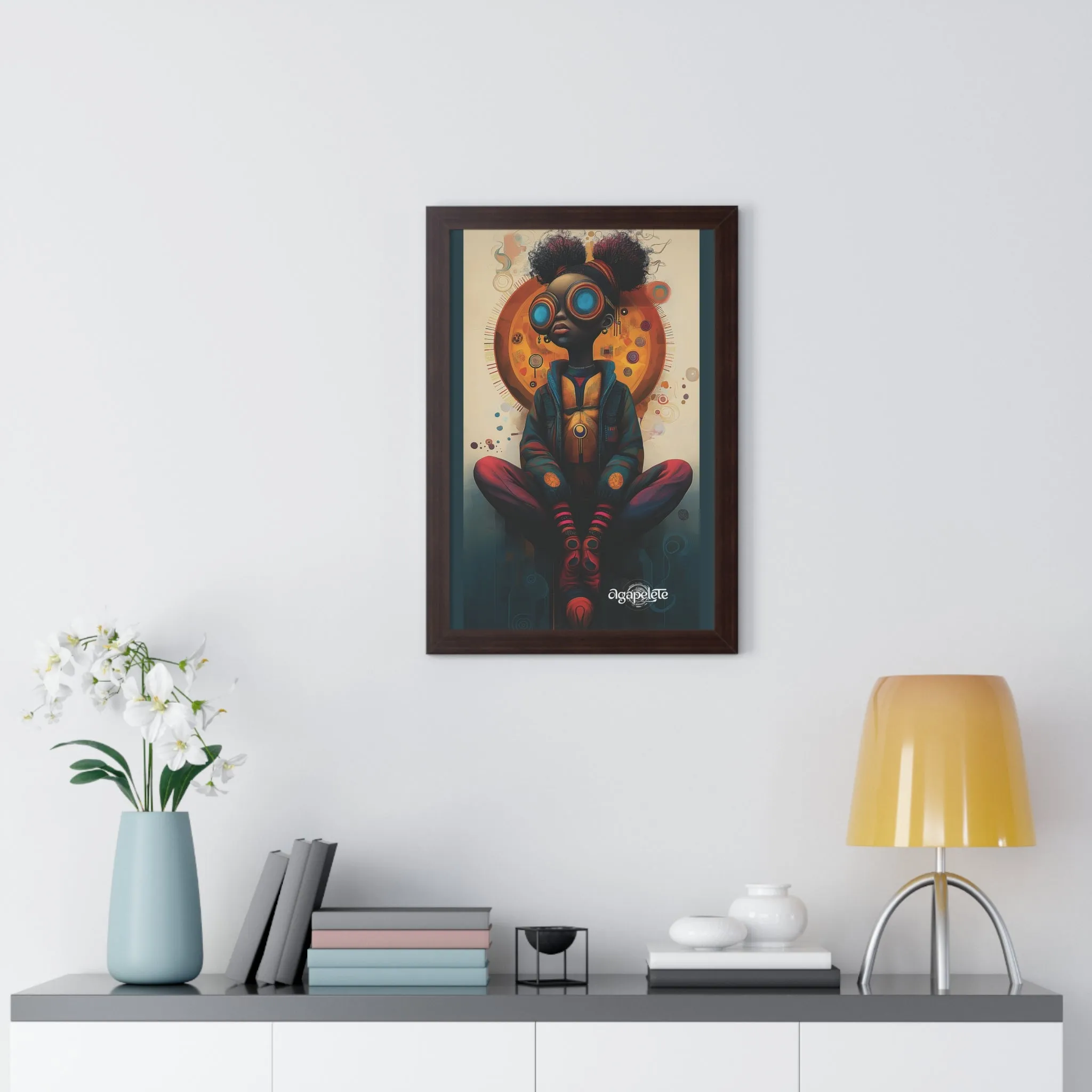 Solar Nexus Framed Vertical Poster, Young Visionary Art Print for Home Decor, Solar Inspired Wall Art, Futuristic Poster, Contemporary