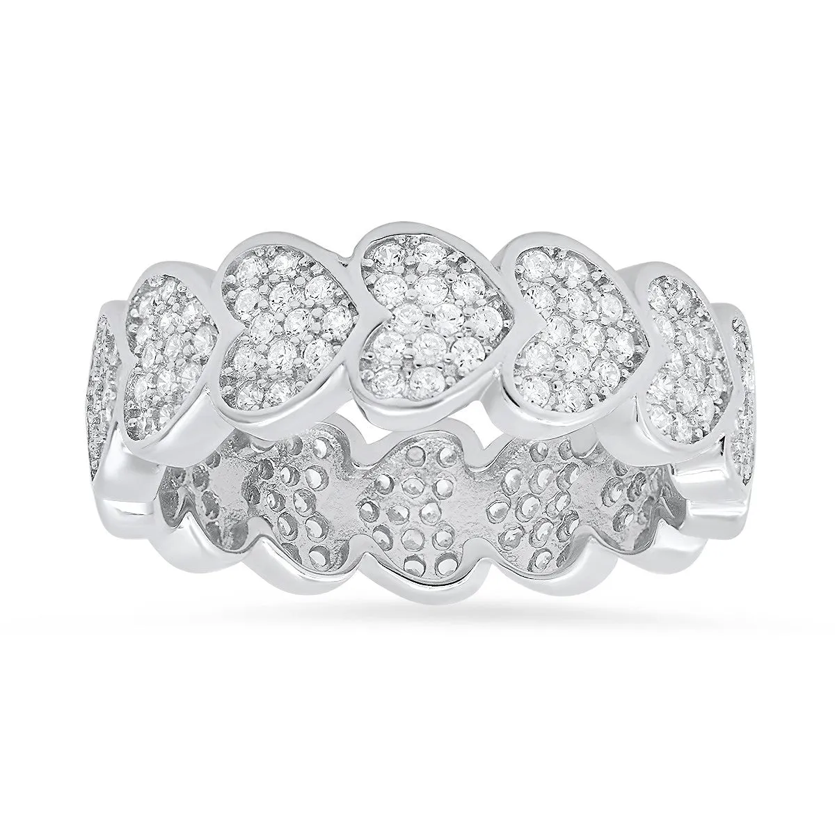 Sterling Silver CZ Heart Eternity Band Ring