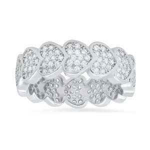 Sterling Silver CZ Heart Eternity Band Ring