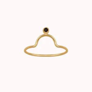 Tiny Gemstone Arch Ring • Black Onyx