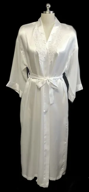*VINTAGE BRIDAL TROUSSEAU MAIDENFORM LUSCIOUS SATIN PEARLS, SEQUINS & LACE APPLIQUES PEIGNOIR IN WINTER FROST
