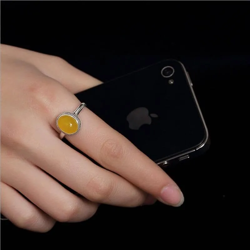 Vintage Citrine Ring - 925 Sterling Silver